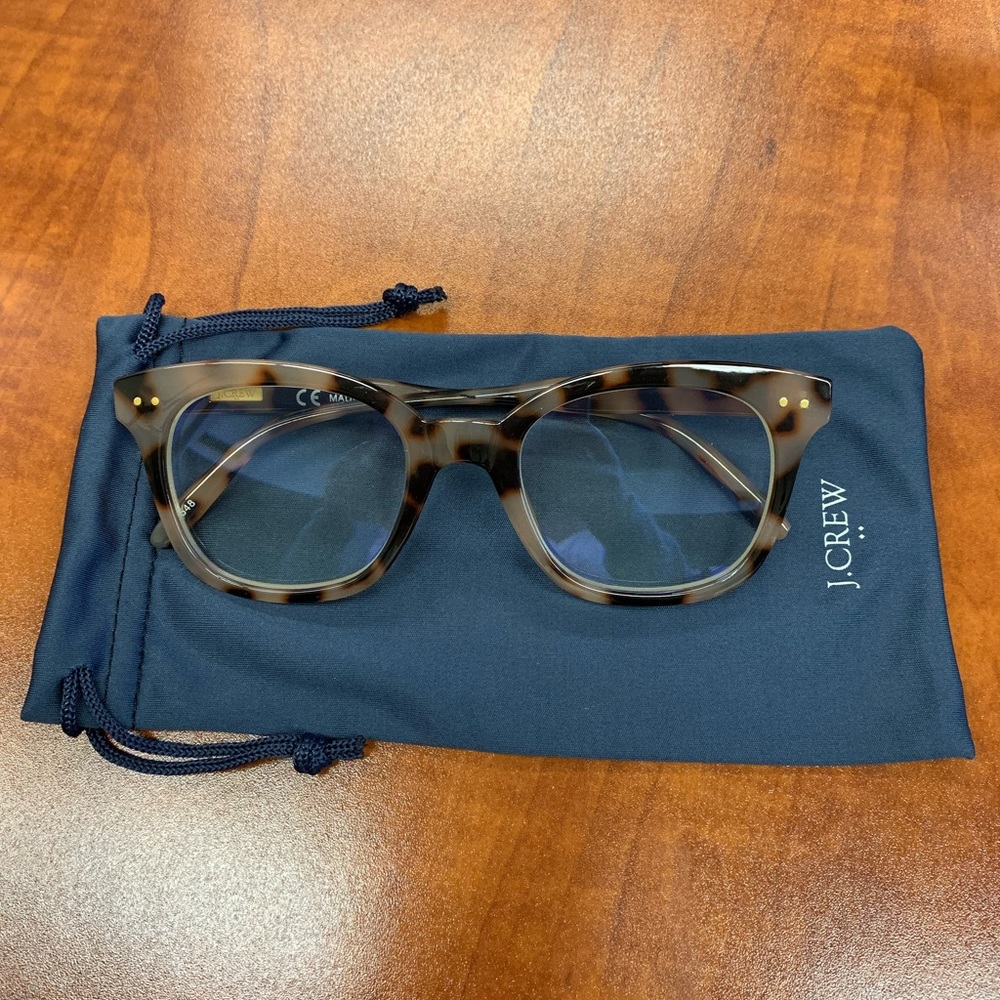 J.Crew Factory classic edge blue-light glasses with cloth case Item AM548 NWOT